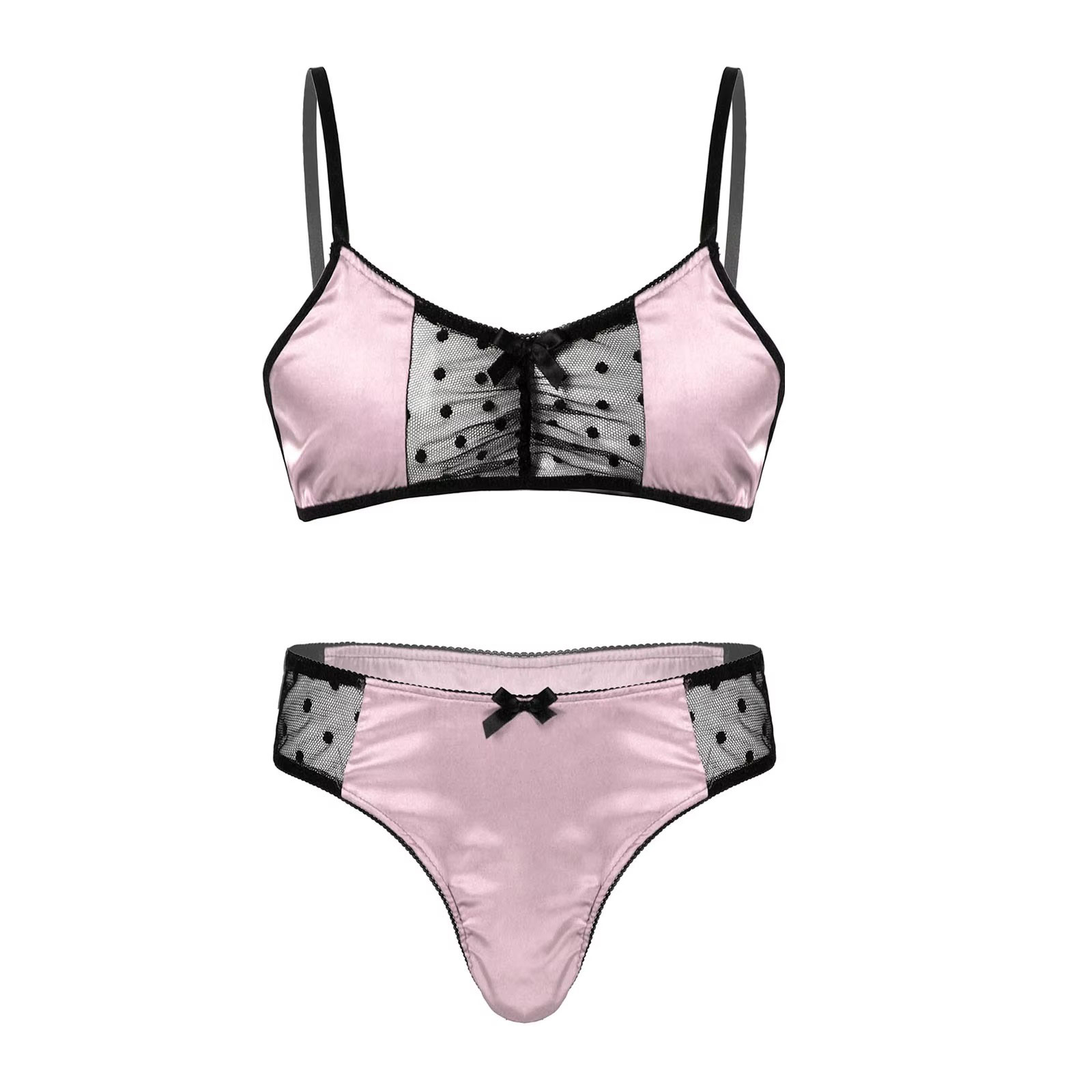 Sheer Mesh Bra - Мужской атласный костюм нижнего белья, ночная