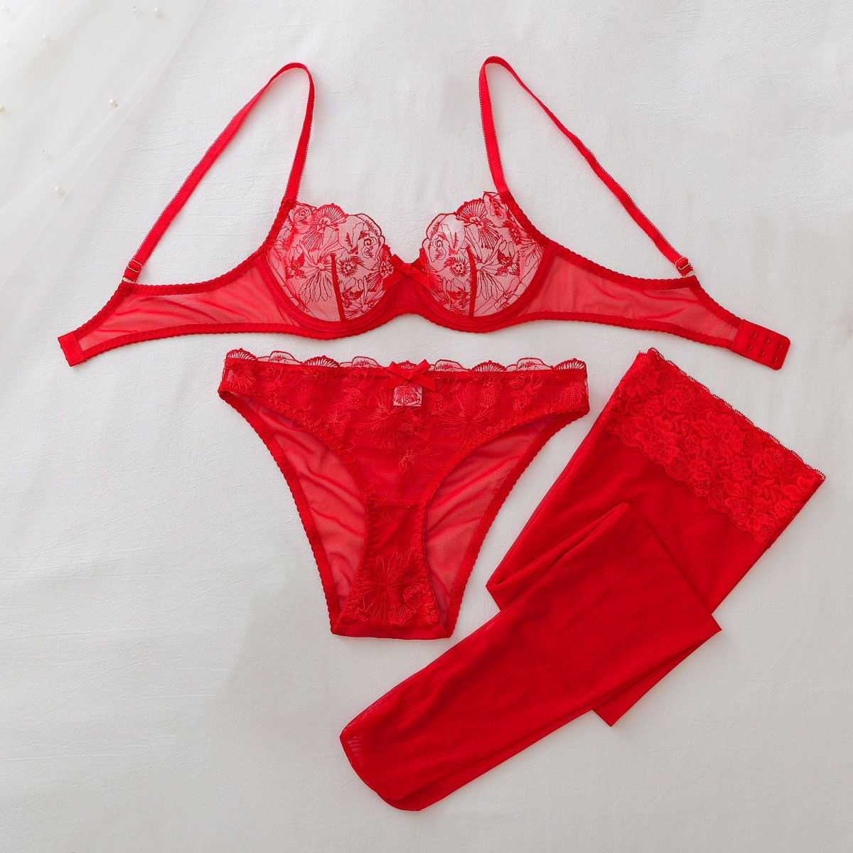 Sheer Mesh Bra - Прозрачный сетчатый эротический комплект для женщин:
